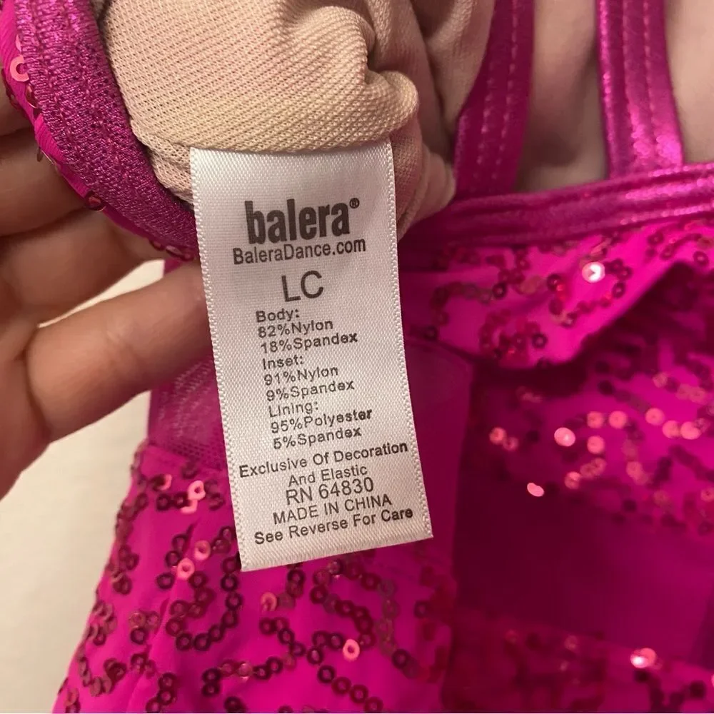 WEISSMAN Balera Dance costume hot pink Sequin Caged Waist Leotard SQ13185 LC